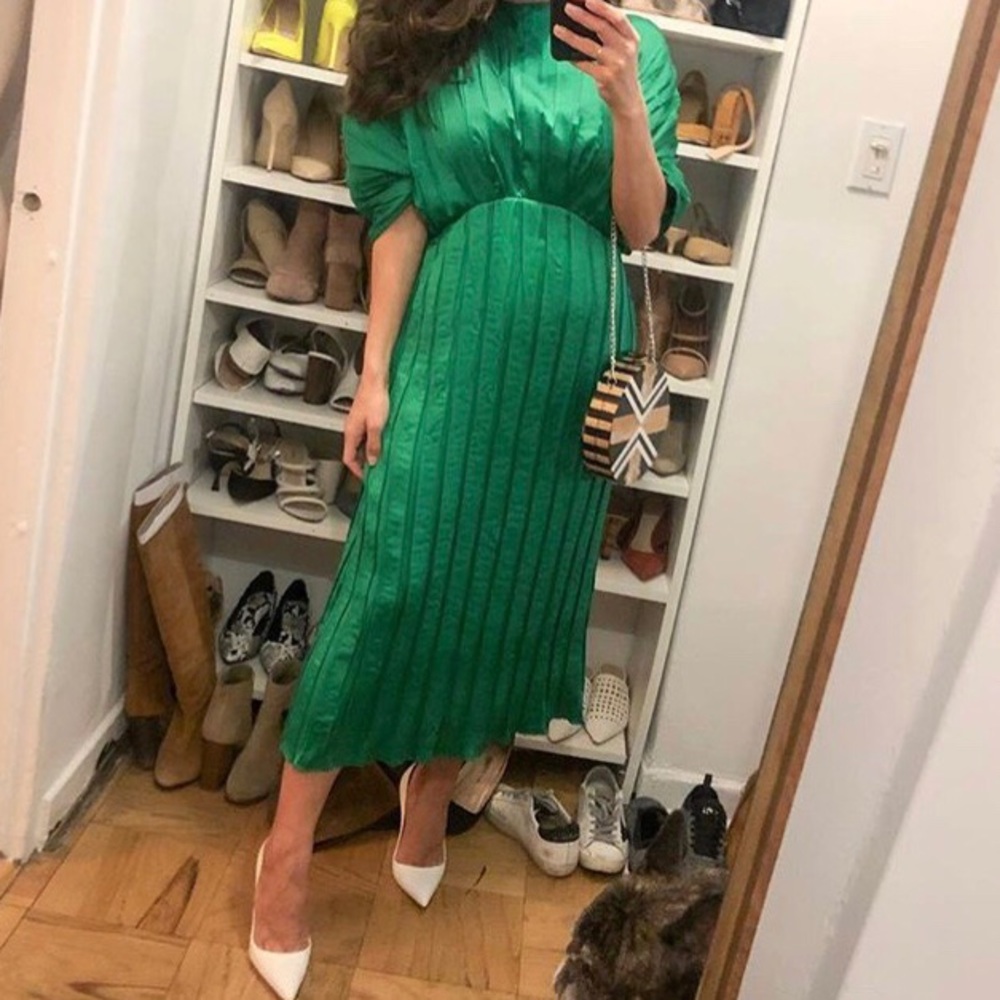 Zara Green Pleated Dress - Medium - Picture 2 of 5